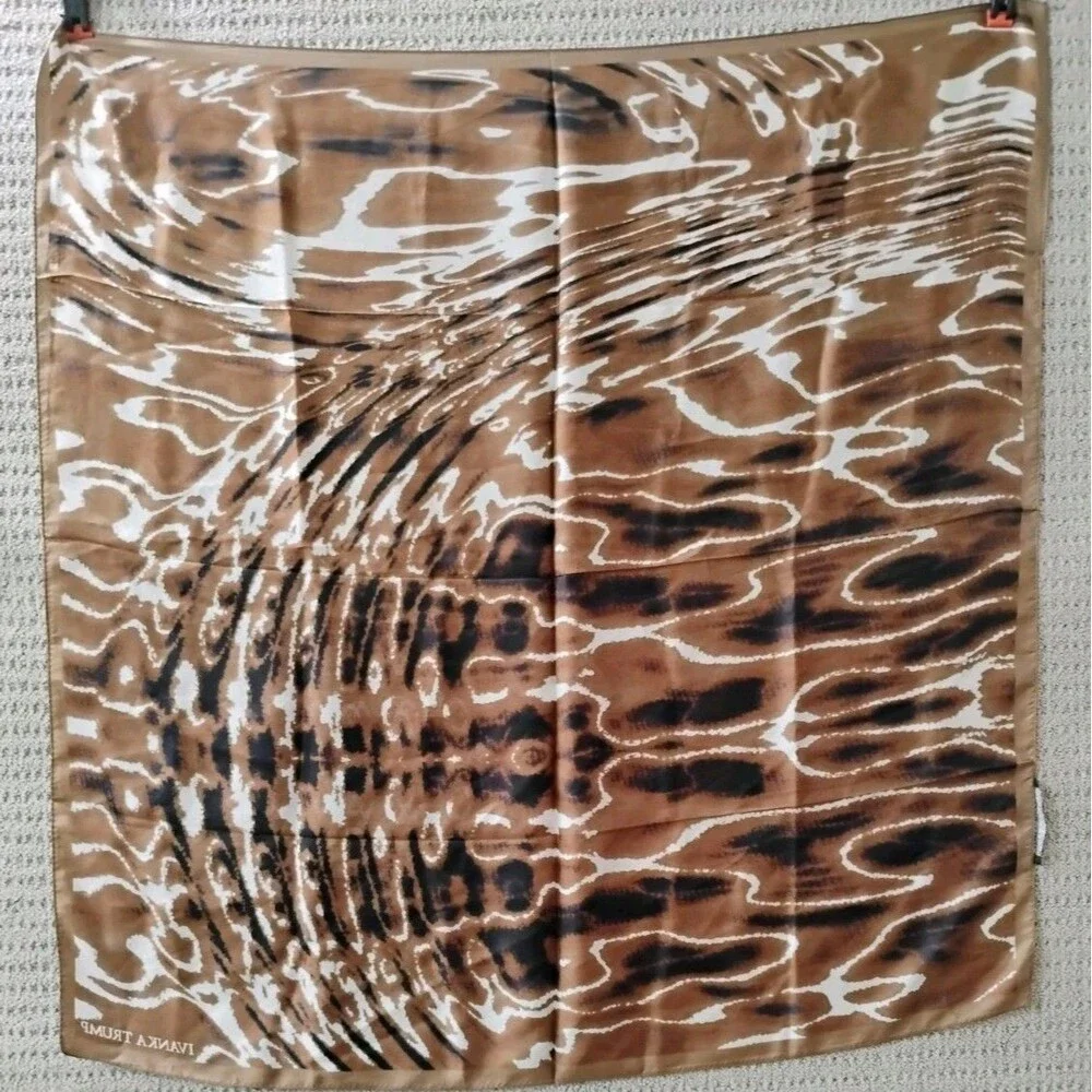 Ivanka Trump Brown & Black Abstract Square Scarf 35